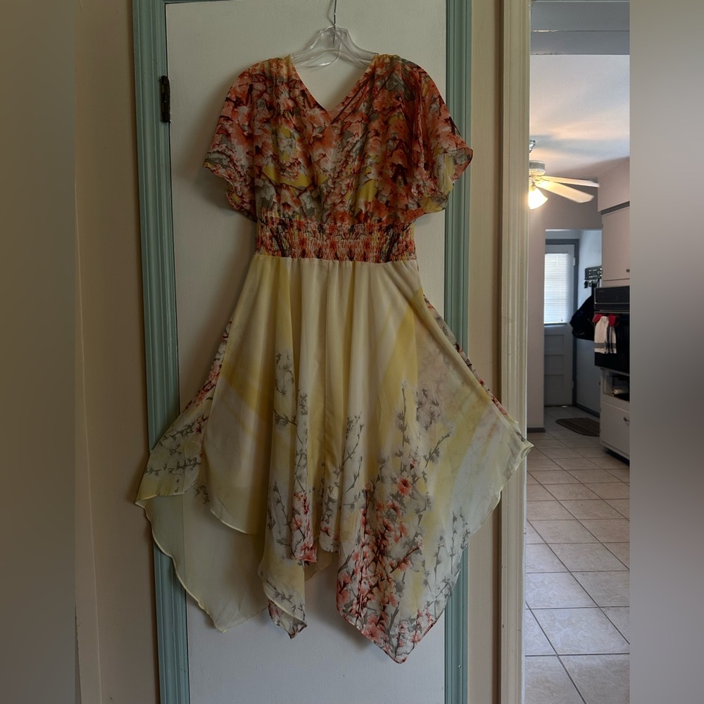 Rabbit Rabbit Rabbit Yellow Floral Chiffon Dress Size 10 - Picture 4 of 4